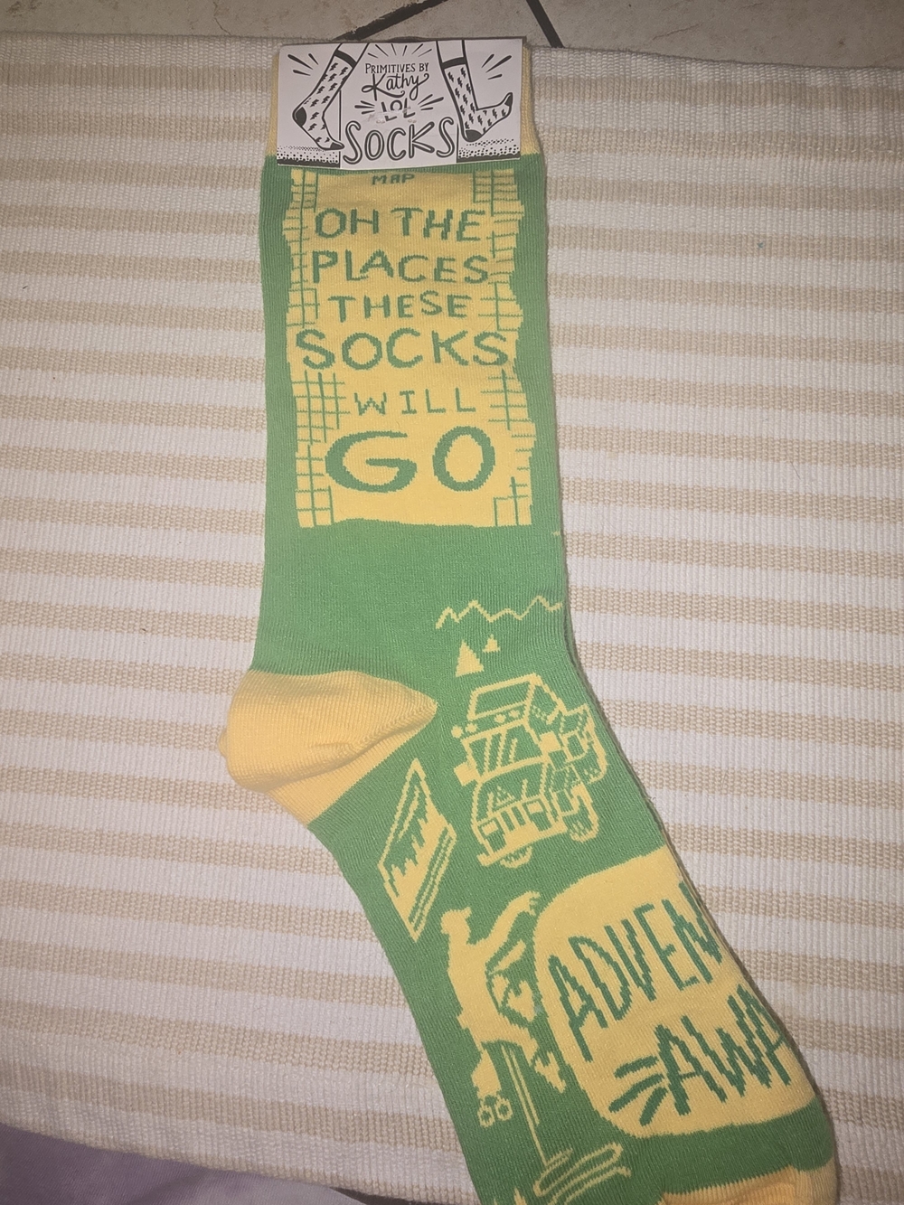 Adventure Awaits Primitives by Kathy Lol Socks Oh the Places these Socks will Go